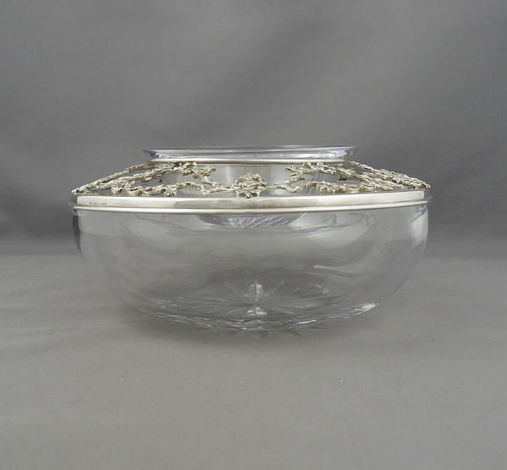 Italian Sterling Silver and Crystal Caviar Dish - JH Tee Antiques