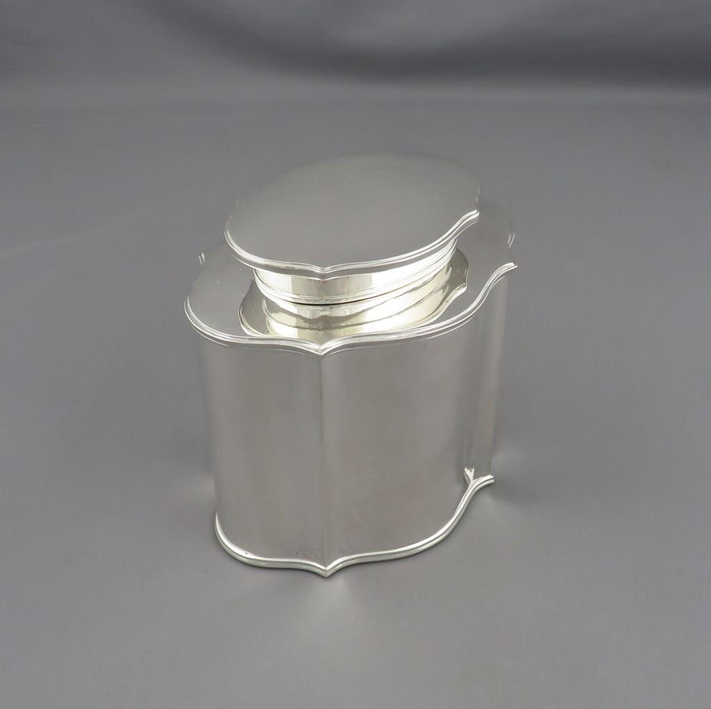 Italian Sterling Silver Tea Caddy - JH Tee Antiques