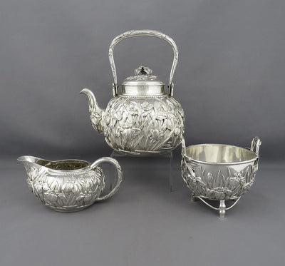 Japanese Meiji Silver Tea Set - JH Tee Antiques