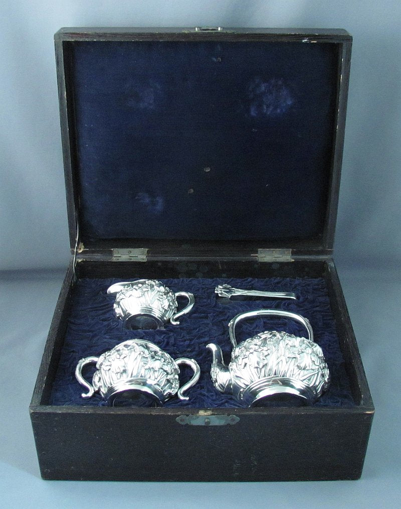 Antique Japanese Silver Tea Set - JH Tee Antiques