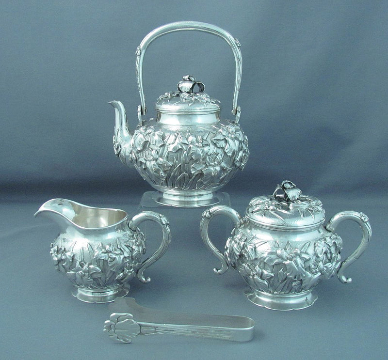 Antique Japanese Silver Tea Set - JH Tee Antiques