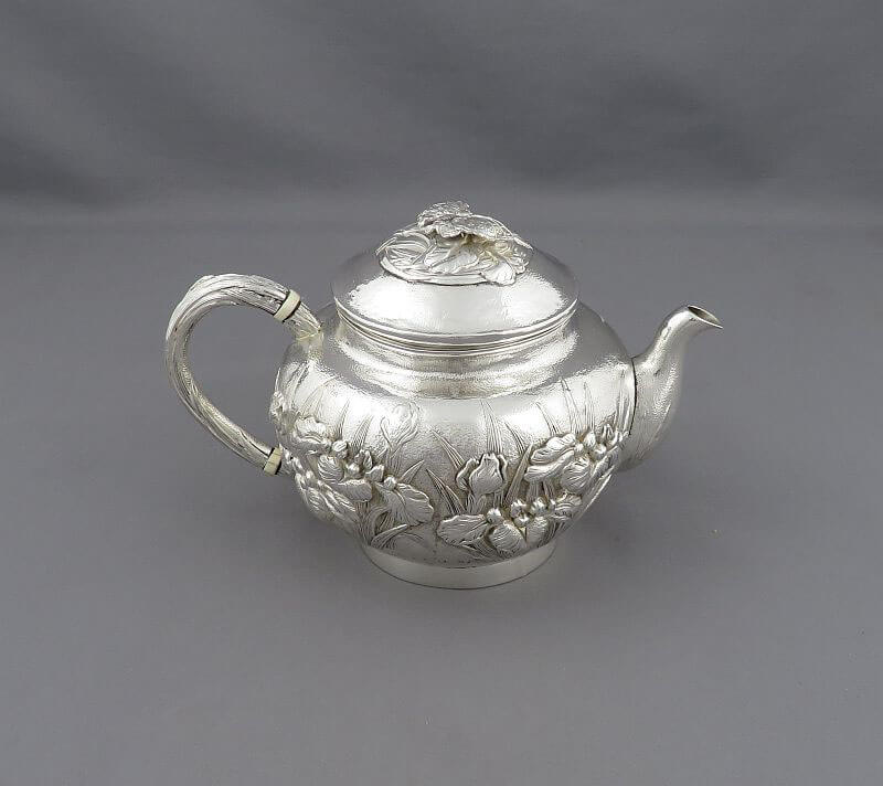 Japanese Meiji Silver Teapot - JH Tee Antiques