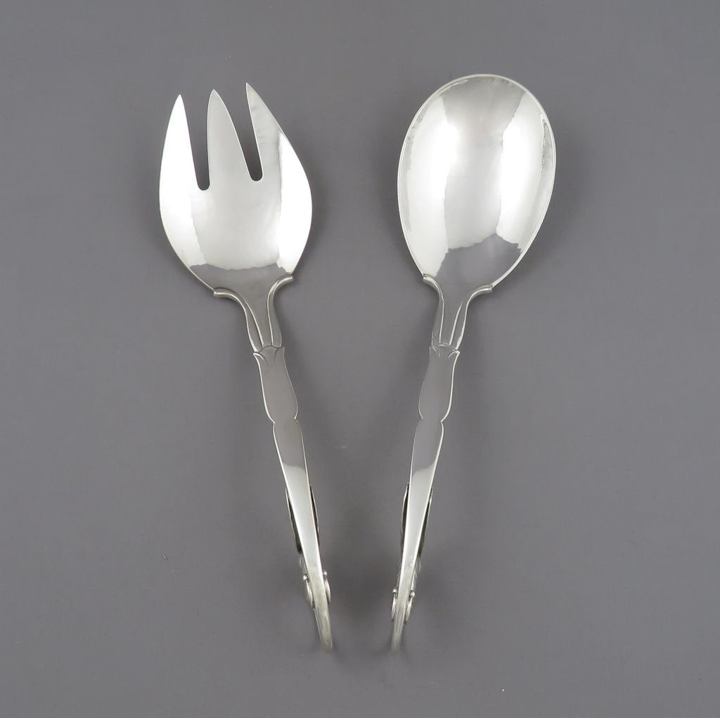 Large Georg Jensen Ornamental Salad Servers - JH Tee Antiques