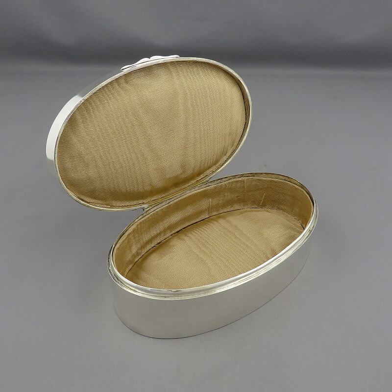Silver Cuff Link Box With Watercolour Lid - JH Tee Antiques
