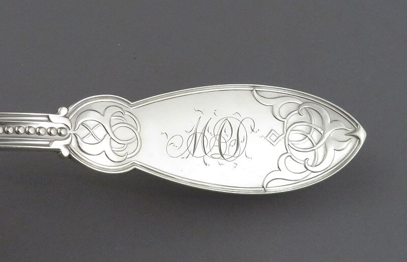 Oriental Pattern Silver Soup Ladle by John Polhamus - JH Tee Antiques