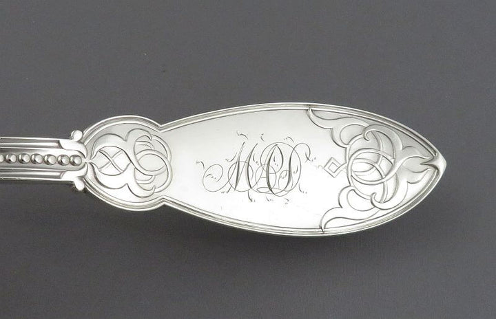 Oriental Pattern Silver Soup Ladle by John Polhamus - JH Tee Antiques