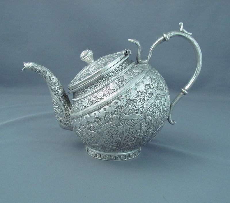 Antique Indian Silver Tea Set Kashmir - JH Tee Antiques