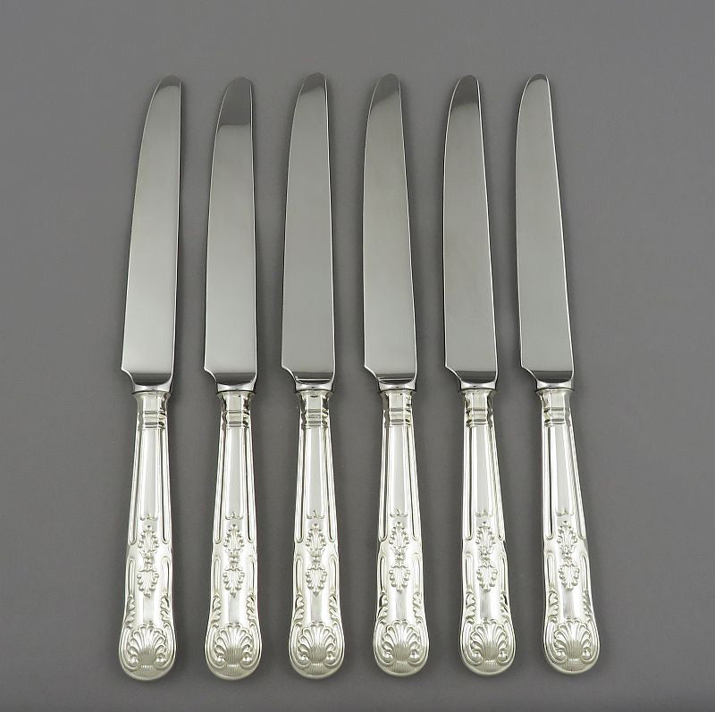 Kings Pattern Silver Dinner Knives - JH Tee Antiques