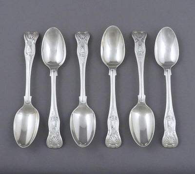 Six Kings Pattern Silver Teaspoons - JH Tee Antiques
