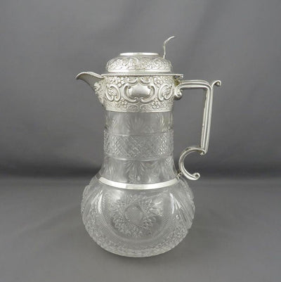 Large Edwardian Silver Claret Jug - JH Tee Antiques