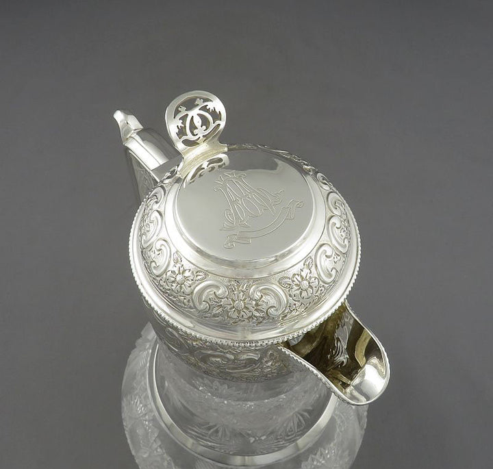 Large Edwardian Silver Claret Jug - JH Tee Antiques