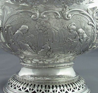 Large German Silver Flower Basket - JH Tee Antiques