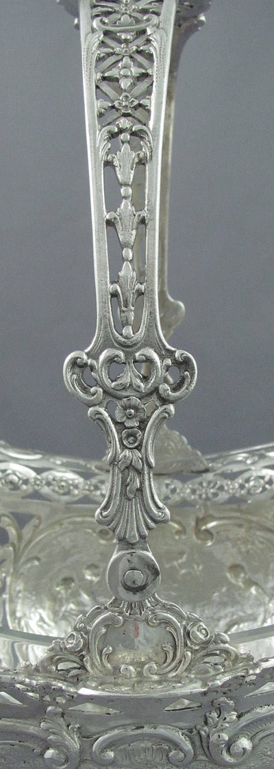 Large German Silver Flower Basket - JH Tee Antiques