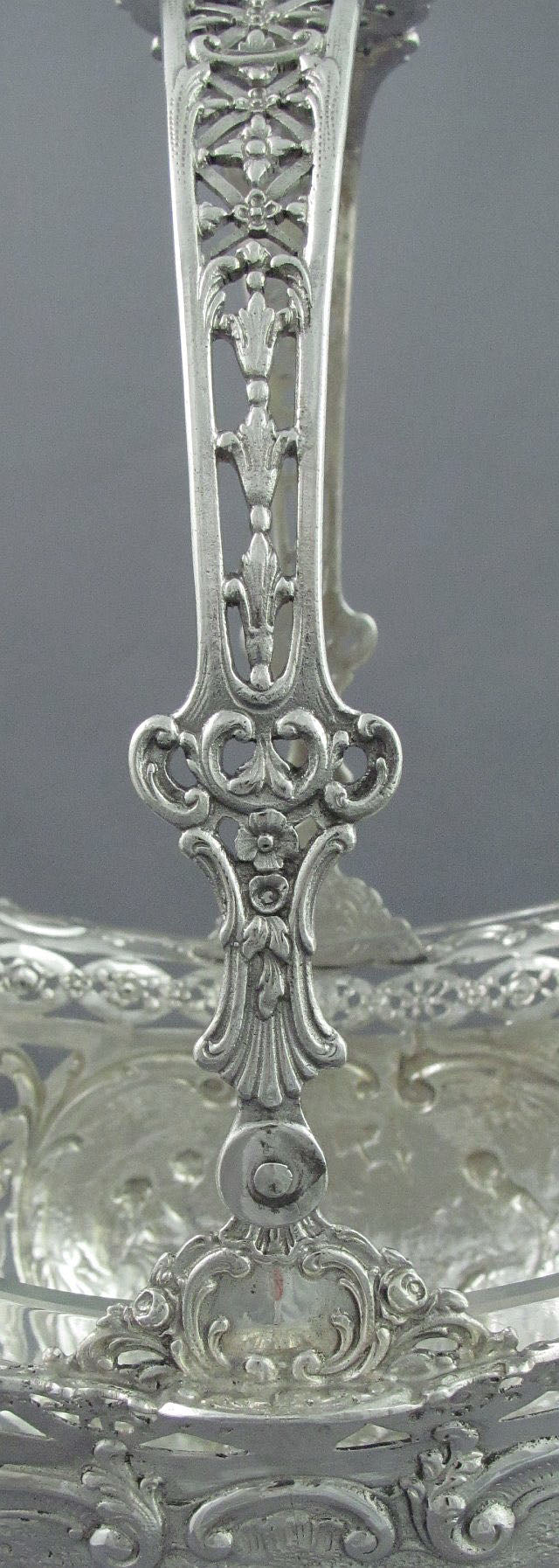 Large German Silver Flower Basket - JH Tee Antiques