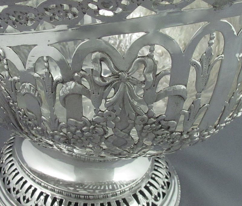 Large German Silver Flower Basket - JH Tee Antiques