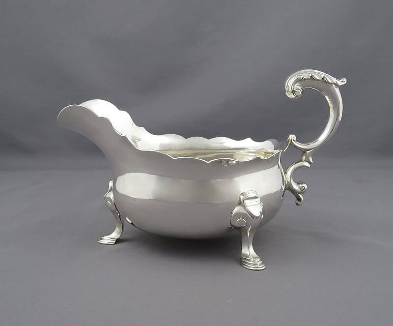 Pair of Large Sterling Silver Sauce Boats - JH Tee Antiques