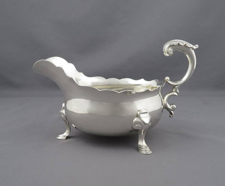 Pair of Large Sterling Silver Sauce Boats - JH Tee Antiques