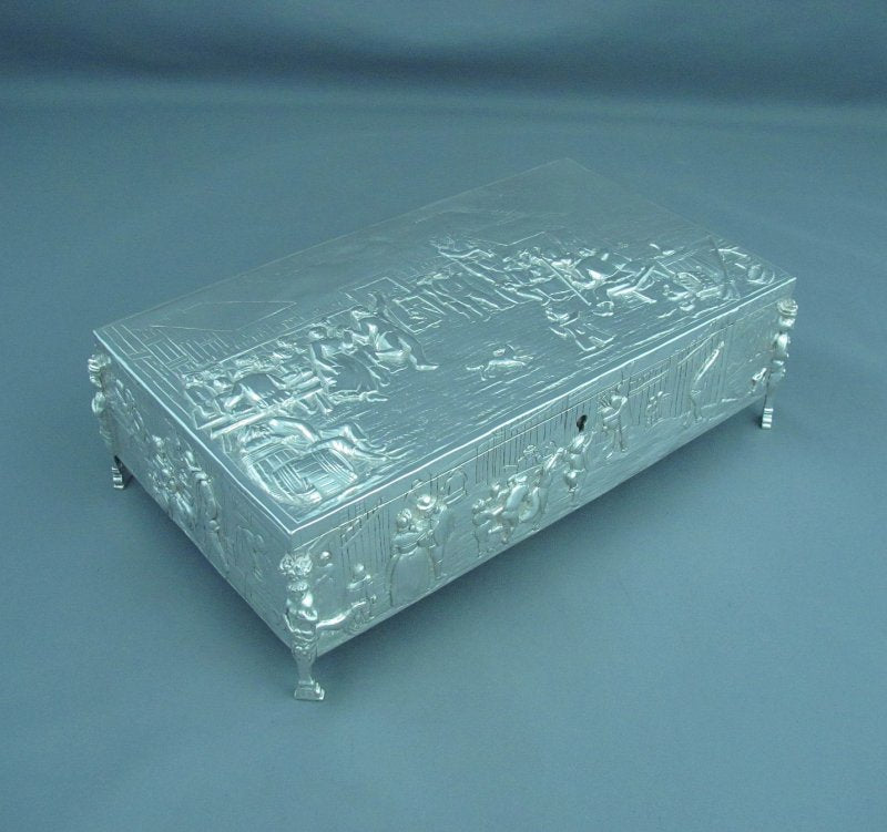 Large Sterling Silver Jewellery Box - JH Tee Antiques