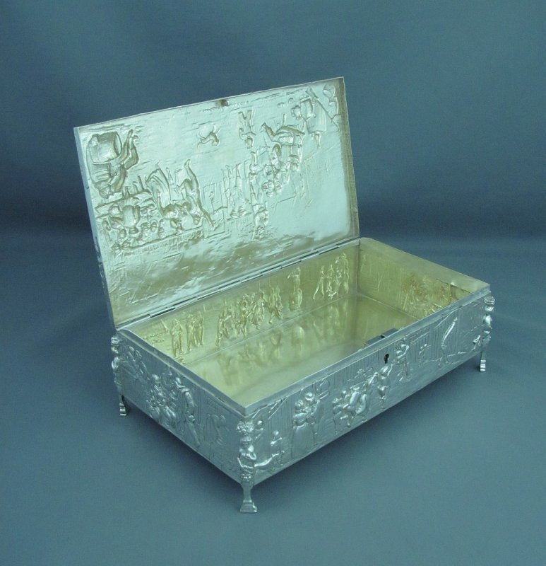 Large Sterling Silver Jewellery Box - JH Tee Antiques