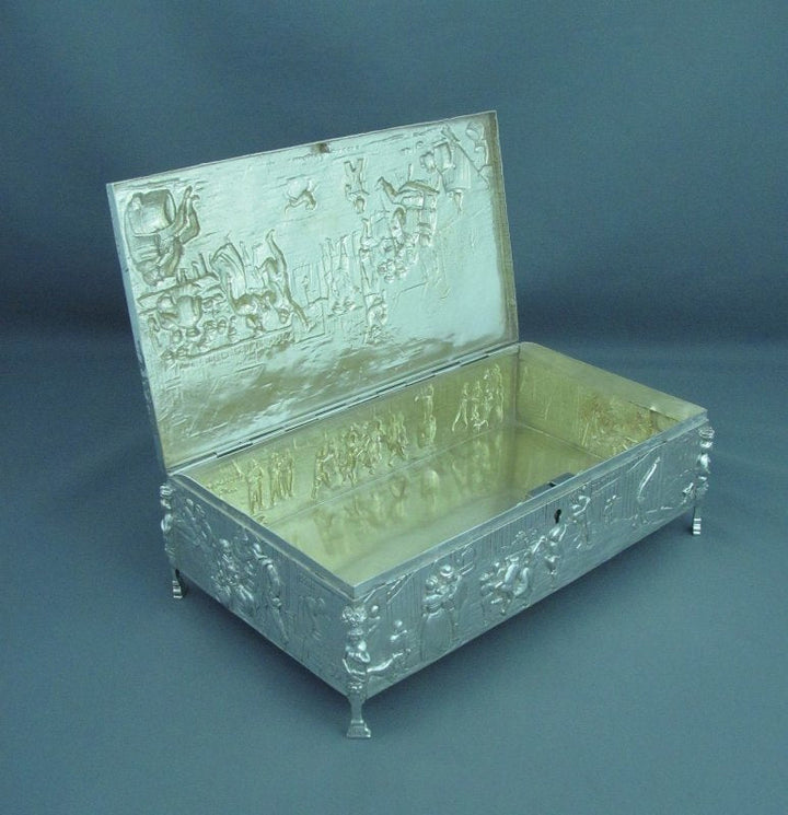 Large Sterling Silver Jewellery Box - JH Tee Antiques