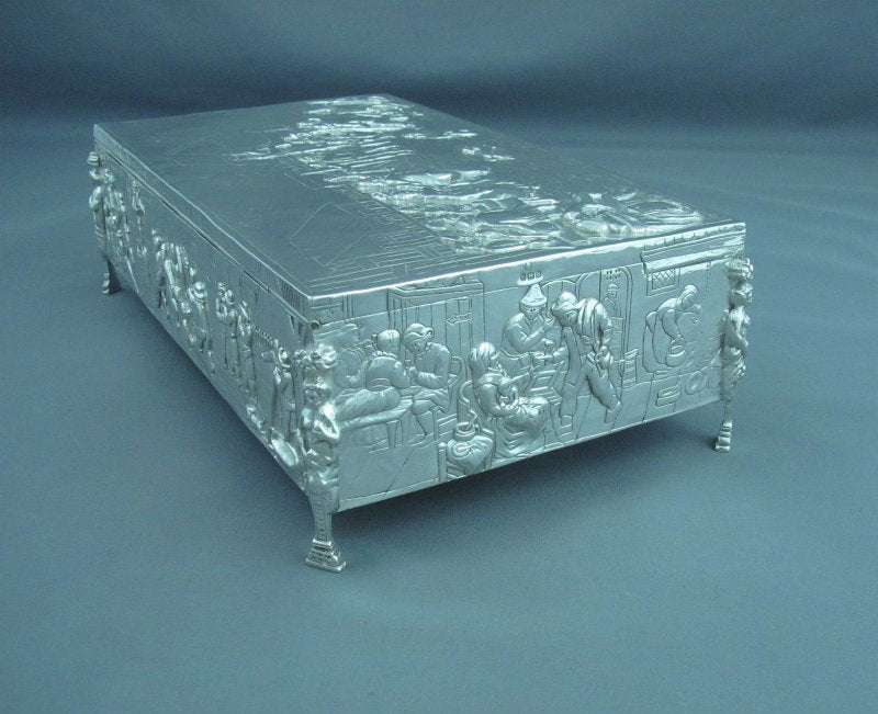 Large Sterling Silver Jewellery Box - JH Tee Antiques