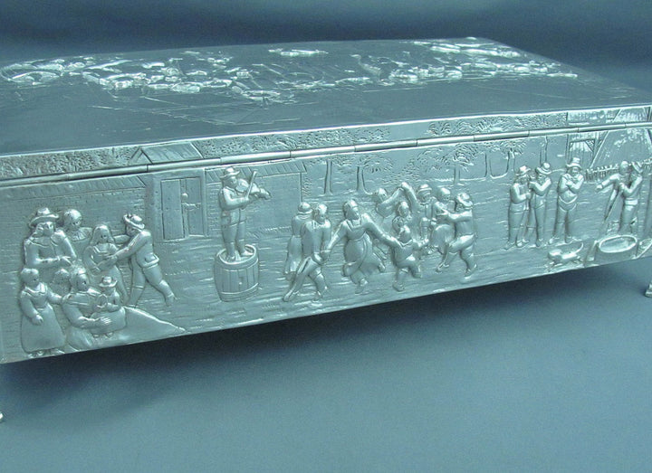 Large Sterling Silver Jewellery Box - JH Tee Antiques