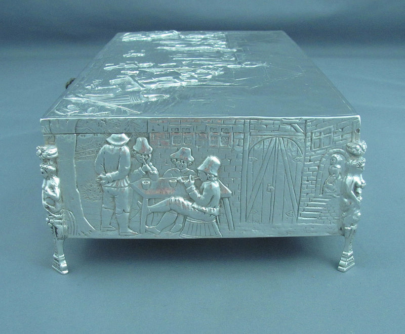 Large Sterling Silver Jewellery Box - JH Tee Antiques