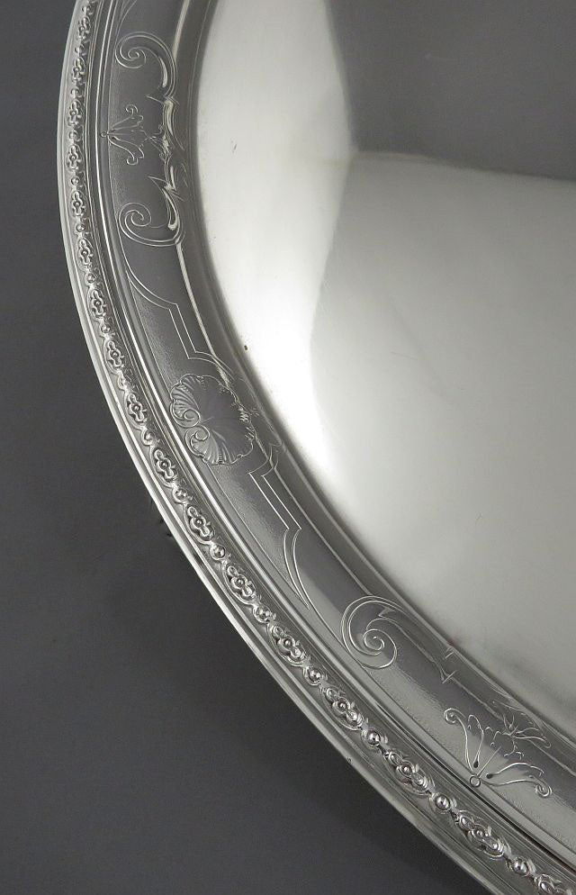 Large George V Sterling Silver Salver - JH Tee Antiques