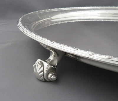 Large George V Sterling Silver Salver - JH Tee Antiques