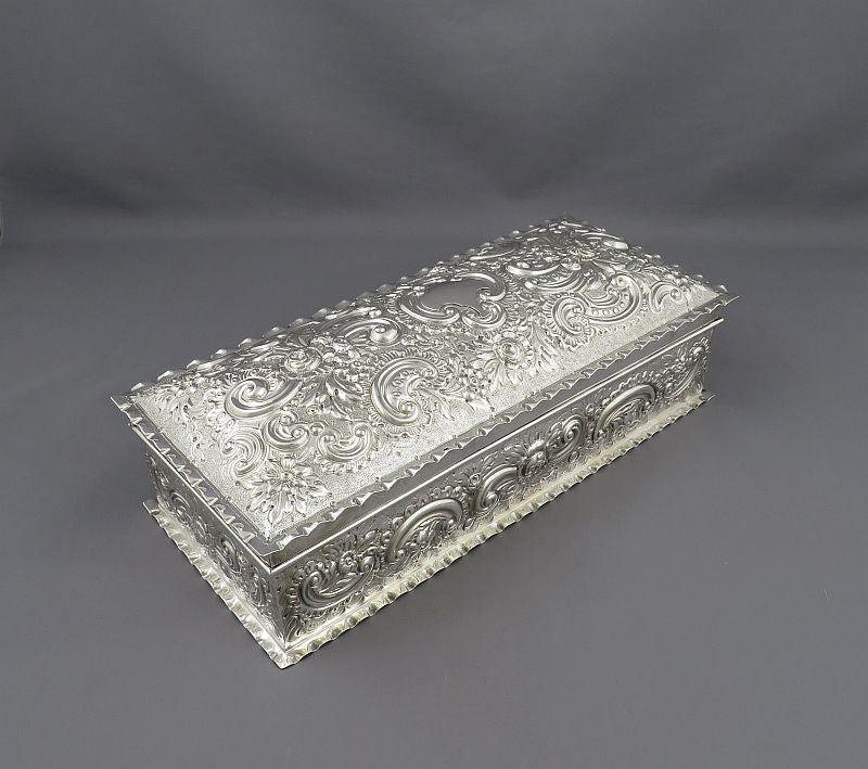 Victorian Sterling Silver Jewellery Box - JH Tee Antiques