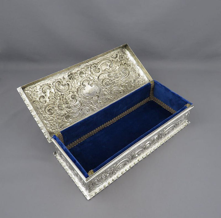 Victorian Sterling Silver Jewellery Box - JH Tee Antiques