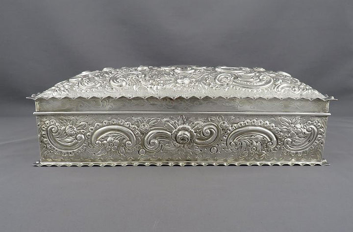 Victorian Sterling Silver Jewellery Box - JH Tee Antiques