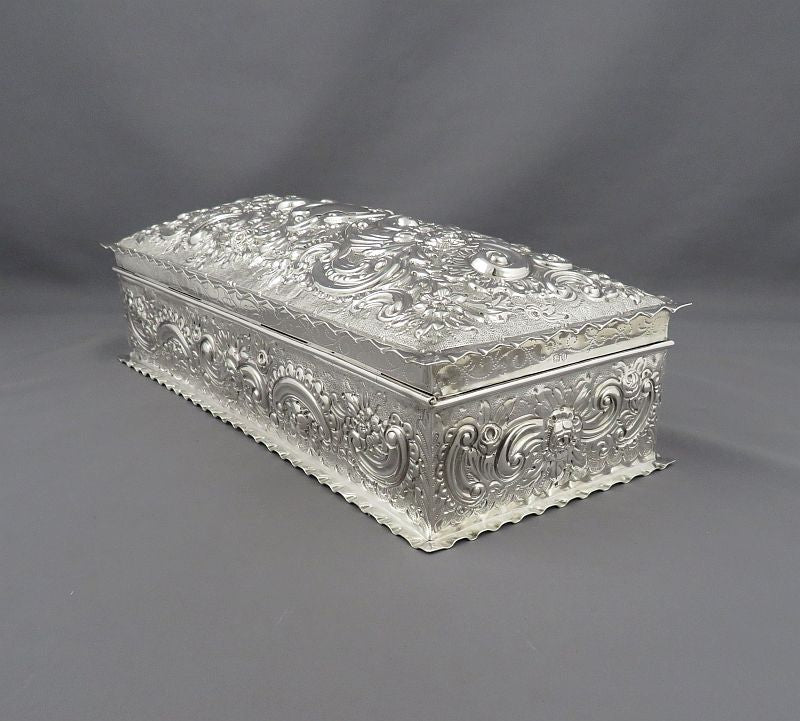 Victorian Sterling Silver Jewellery Box - JH Tee Antiques