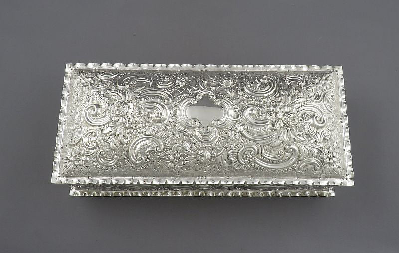Victorian Sterling Silver Jewellery Box - JH Tee Antiques