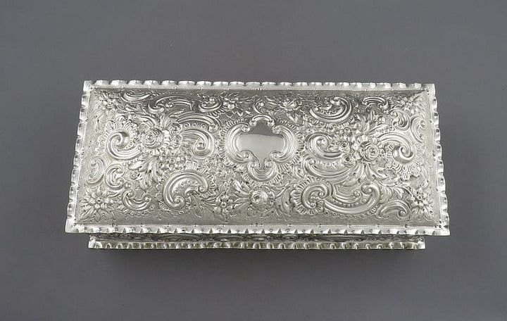 Victorian Sterling Silver Jewellery Box - JH Tee Antiques
