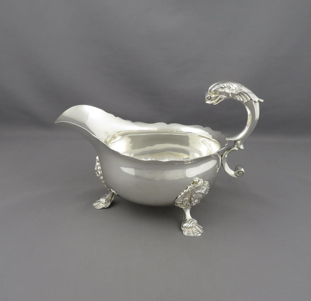 Massive Victorian Sterling Silver Sauce Boat - JH Tee Antiques
