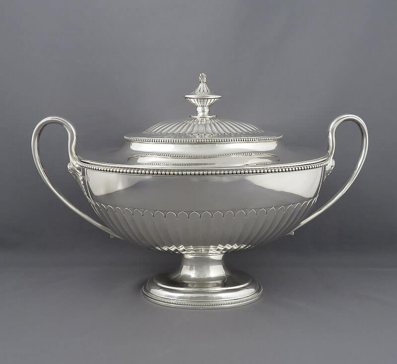 Late Victorian Sterling Silver Soup Tureen - JH Tee Antiques