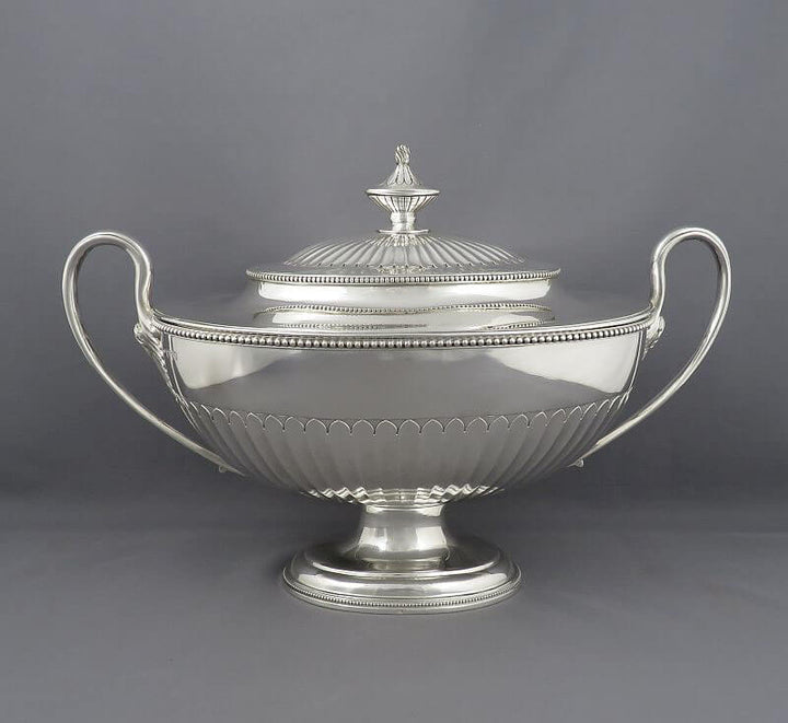 Late Victorian Sterling Silver Soup Tureen - JH Tee Antiques