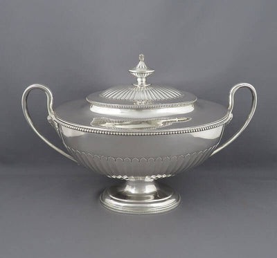 Late Victorian Sterling Silver Soup Tureen - JH Tee Antiques