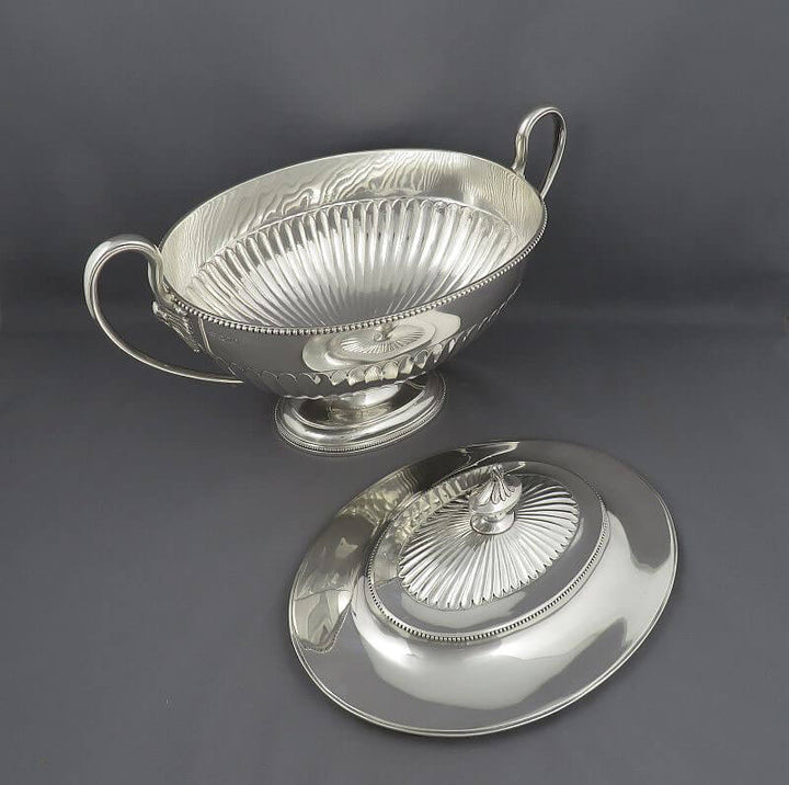 Late Victorian Sterling Silver Soup Tureen - JH Tee Antiques