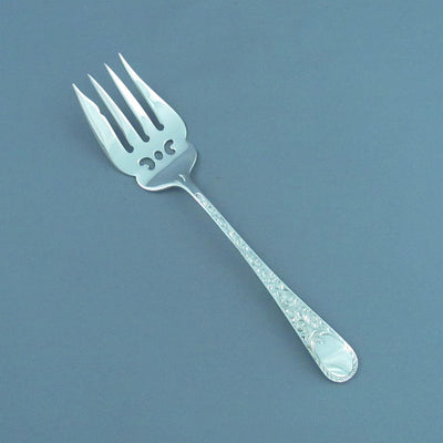 London Engraved Pattern Sterling Cold Meat Fork - JH Tee Antiques