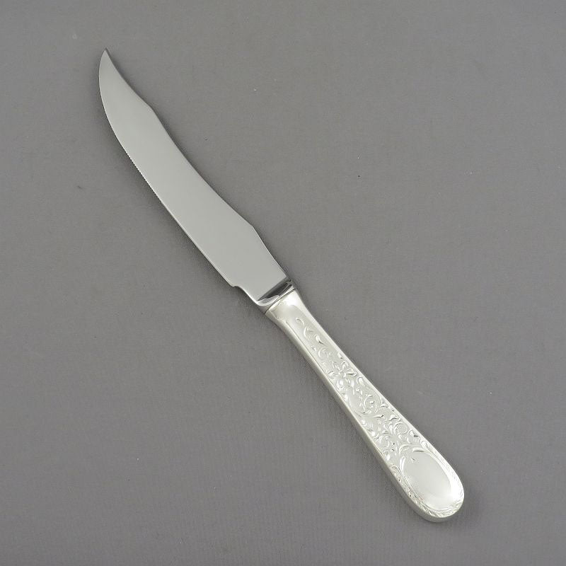 Birks London Engraved Sterling Steak Knife - JH Tee Antiques