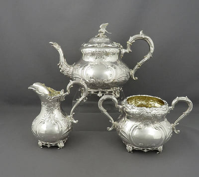 Louis Pattern Sterling Silver Tea Set - JH Tee Antiques