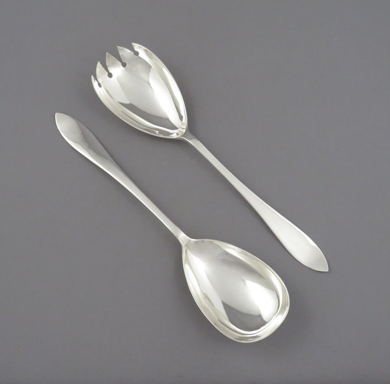 English Sterling Silver Salad Servers - JH Tee Antiques