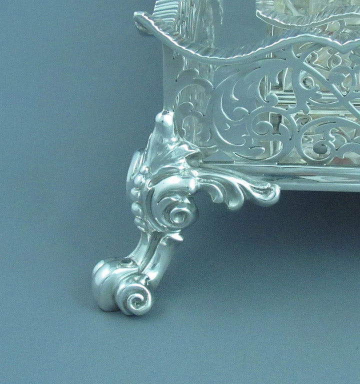 Massive Edwardian Sterling Silver Inkstand - JH Tee Antiques