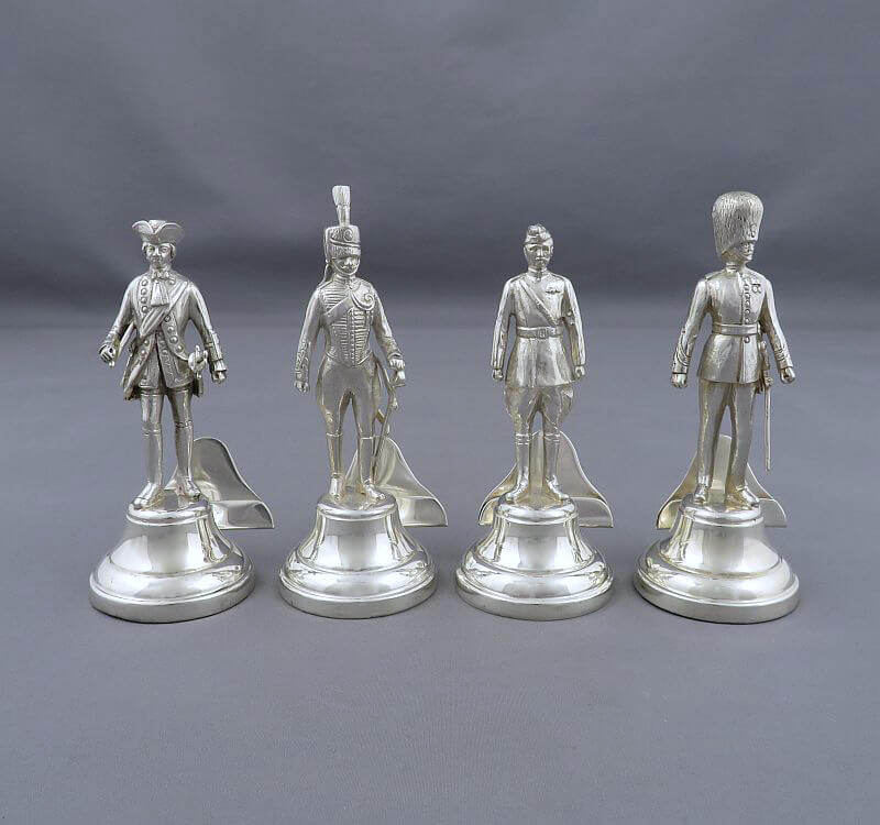 English Sterling Silver Military Soldier Menu Holders - JH Tee Antiques