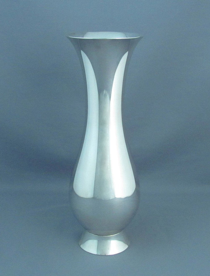 Pair of Modernist Sterling Silver Vases - JH Tee Antiques