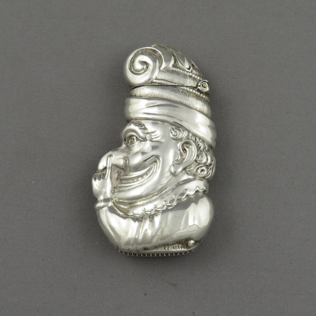 Victorian Silver Mr Punch Vesta Case - JH Tee Antiques