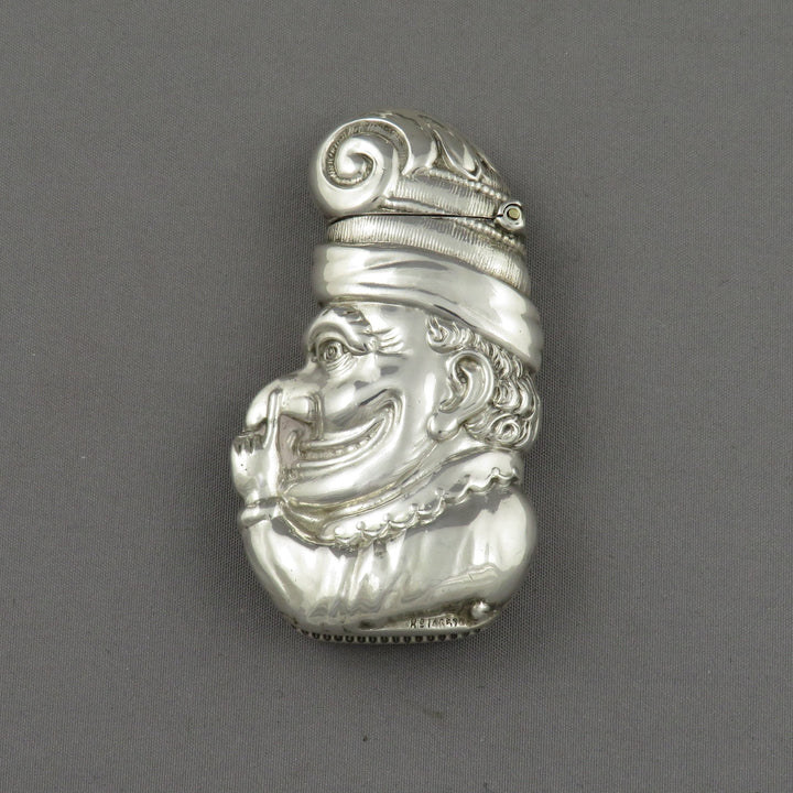 Victorian Silver Mr Punch Vesta Case - JH Tee Antiques