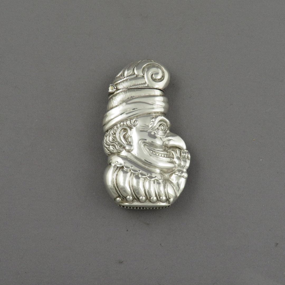 Victorian Silver Mr Punch Vesta Case - JH Tee Antiques